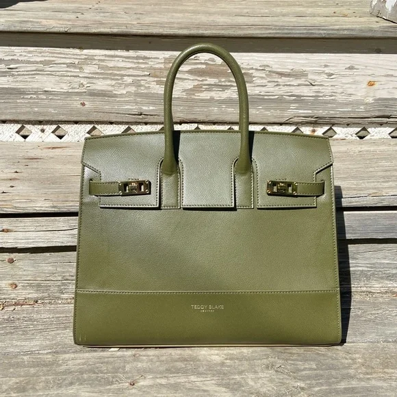 Teddy Blake Giorgia Palmelatto Gold 14 Olive Leather Satchel Bag